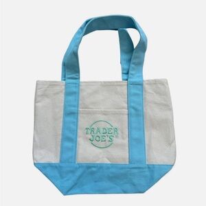 Trader Joe's Blue and Cream Mini Tote Bag